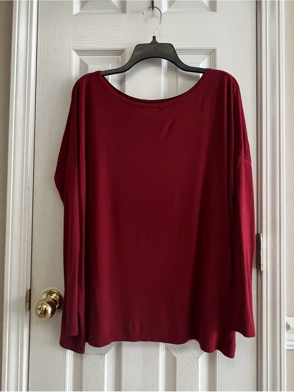 PIKO Women’s Long Sleeve Boatneck Top - Burgundy Medium